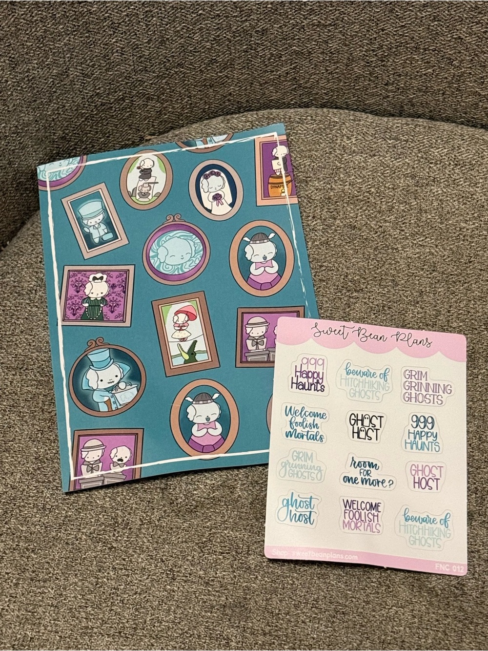 Sweet Bean Plans Happy Haunts Mansion Phrases Vinyl Sticker & Postcard Set
